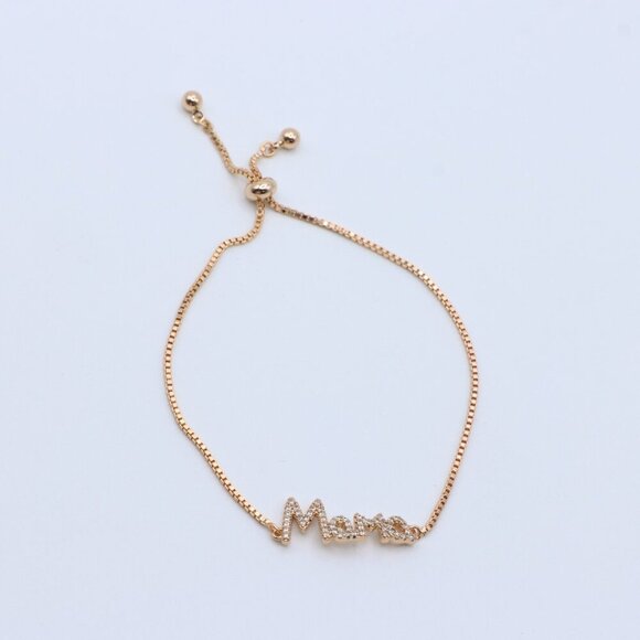 Rose Gold ""Mama"" Adjustable Bracelet with Sparkling CZ Accents, XPAB0626 - Picture 2 of 12